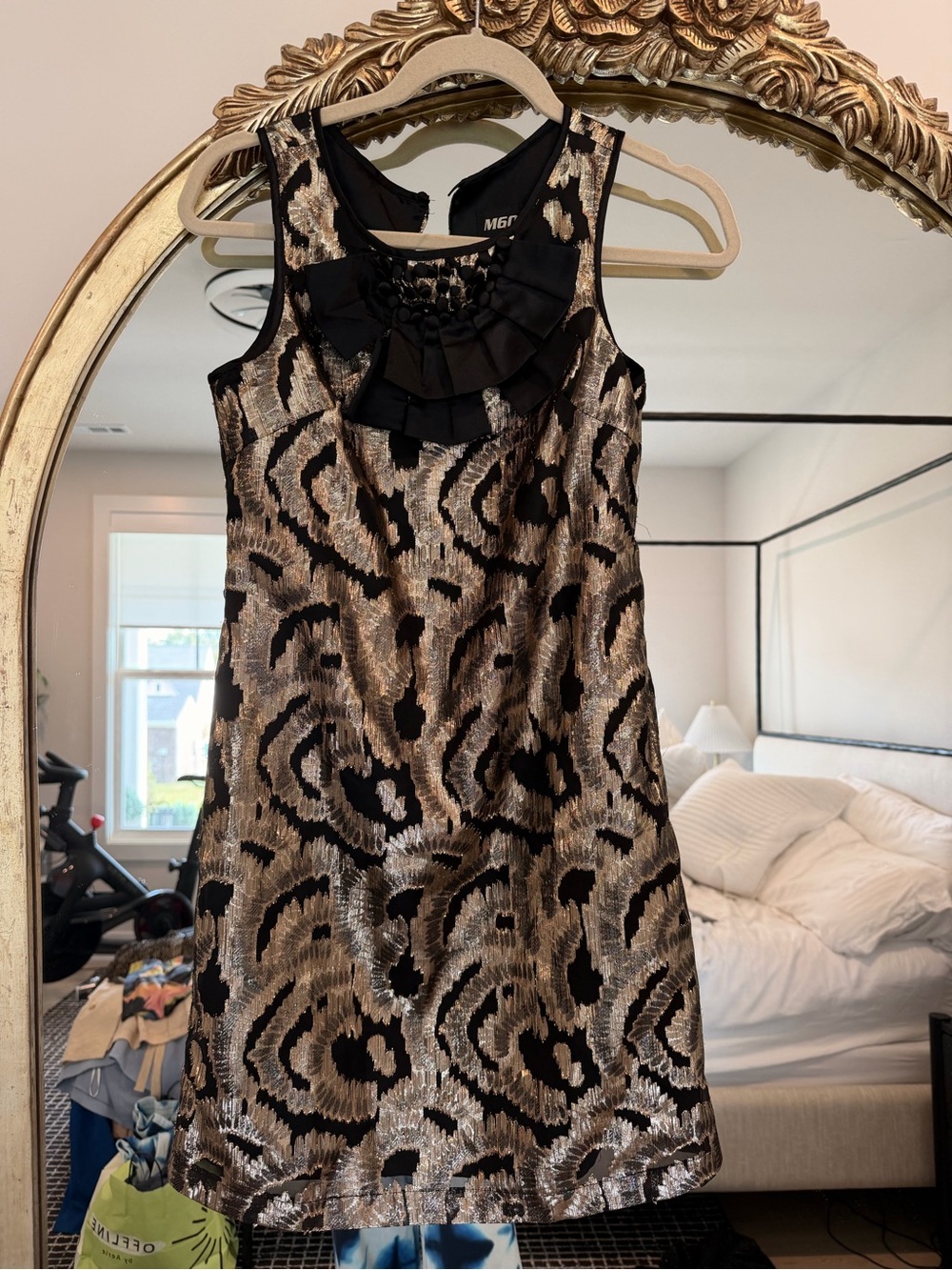 Miss Sixty Black and Gold Sequin Sleeveless Mini Dress